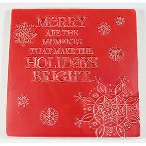 Hallmark  "Merry Are The Moments" Red Christmas Snowflake Tile Trivet
